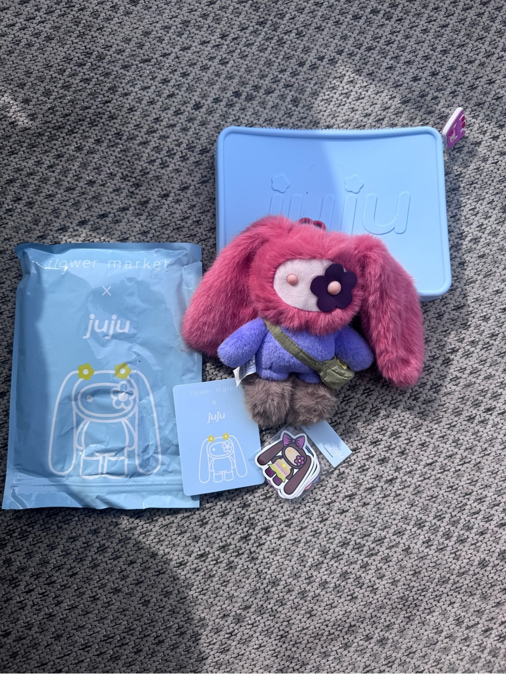 Cj Hendry JuJu Pink & Purple Plush Bunny with Green Pouch